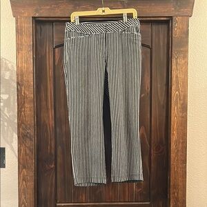 LOFT Black and White Striped Ankle Pants